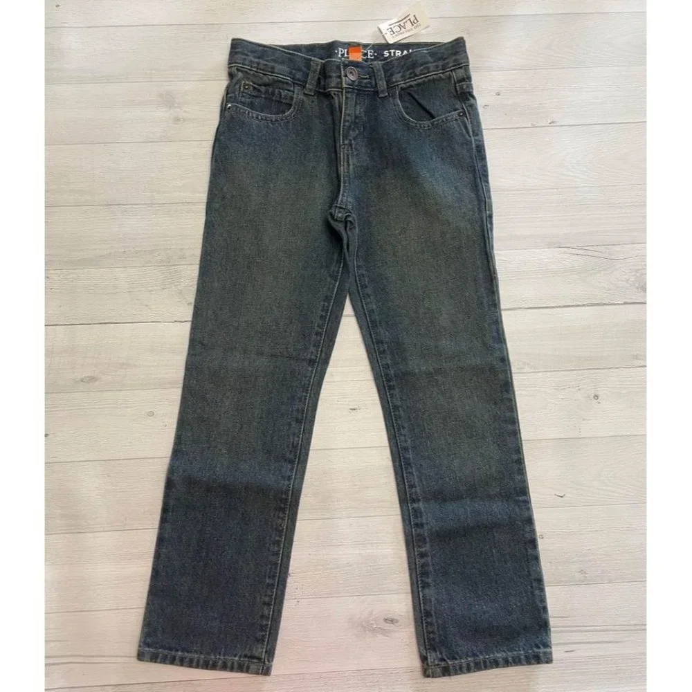 the childrens place boys denim straight‎ leg jeans size 7 NEW